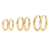 Pendientes de aro pequeños chapados en oro de 14 quilates para mujer, juego de aretes delicados para múltiples piercings