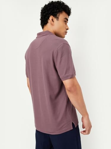 Image of Max Mens Cotton Blend Regular Fit Half Sleeves Solid Polo T-Shirt