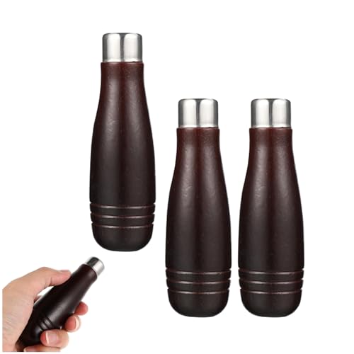 DOITOOL Wooden File Handle: 3PCS Safety File Handle with Metal Safety Ring, File Cutting Tool Hardwood Garage Woodworking Carpenter Tool -11cm Length