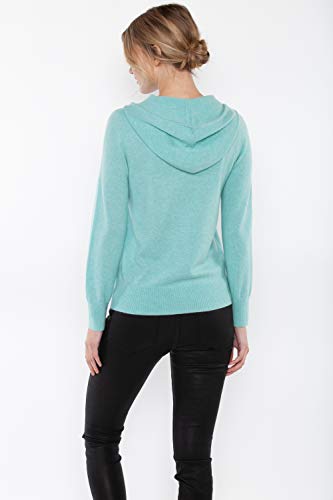 Image of JENNIE LIU Women's 100% Pure Cashmere Long Sleeve Zip Hoodie Cardigan Sweater