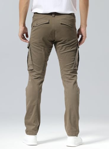Plaid&Plain Men's Cargo Pants Slim Fit with Articulated Knees