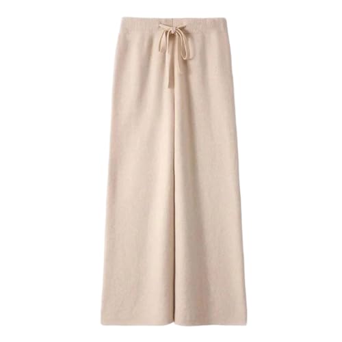 Women's Soft Cashmere Wide Leg Pants Winter Knitted Casual Straight