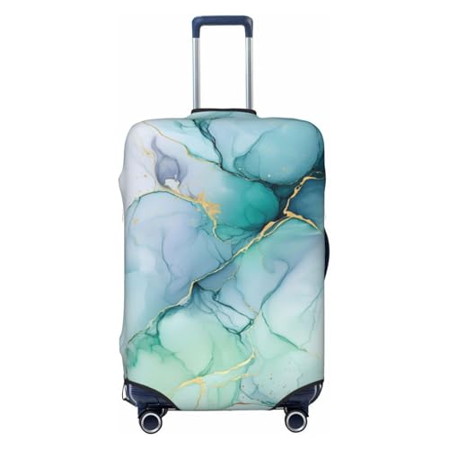 Light Blue Teal Marble Gold Accents Elastic Travel Luggage Covers Dustproof Scratch-Resistant Suitcase Protector Fit 22-24 Inch