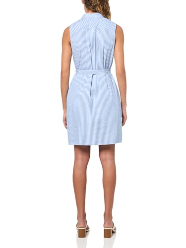 Image of Tommy Hilfiger Women's Sleeveless Collared Button Front Tie Waist Mini Shirt Dress