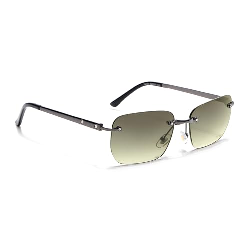 Image of Voyage Rimless Polarized Sunglasses for Men & Women (Black Lens | Black Frame - MG7601)