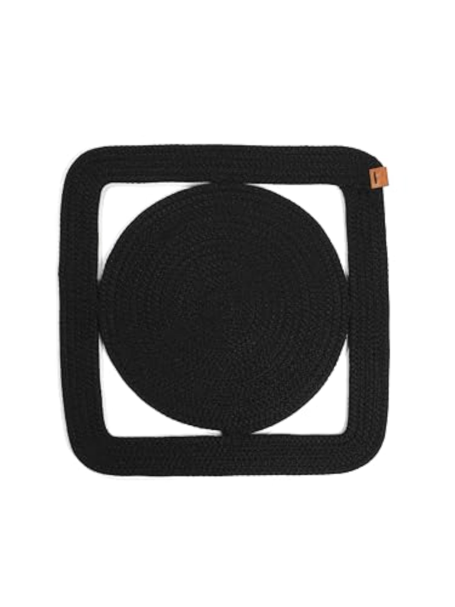 Handcrafted Geometric Table Mat with Black Rope Design
