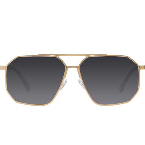 DUCO Polarized Sunglasses Men Women Retro Classic Square Sun Glasses Oversized Vintage Metal Frame Trendy Shades DC3032