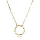 Open Circle Necklace in Yellow Gold, Rose Gold or Rhodium over 925 Sterling Silver