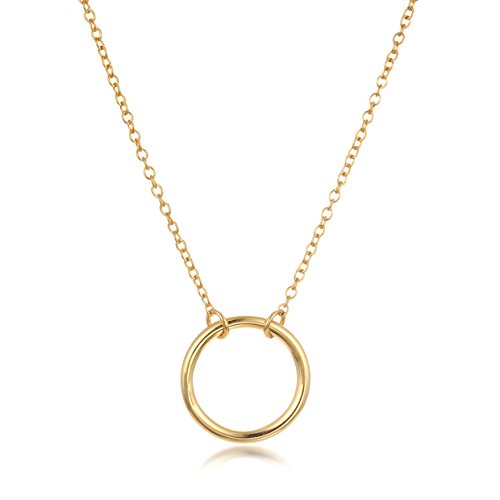 Open Circle Necklace in Yellow Gold, Rose Gold or Rhodium over 925 Sterling Silver