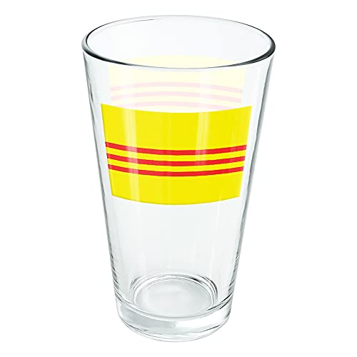 LOGOVISION South Vietnam Flag 16 oz Pint Glass, Tempered Glass, Printed Design & A Perfect Fan Gift | Great for Cold Beverages, Soda, Water