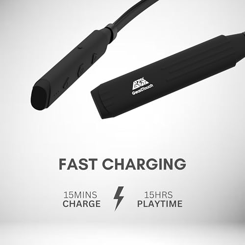 Image of B'O'O'M Bluetooth Neckband Earphones with 35H Playtime, BT 5.3, Passive Noise Cancellation, HD Mic, IPX5 Sweatproof- Black