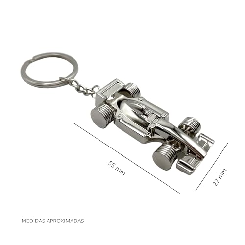 Miniatura 6 de Autozoco Llavero Metálico En Forma De Coche Formula 1, Diseño Coche F1, Llavero Automovil Cromado, Key Chain Car, Regalo Concesionario, Llavero Metálico Auto, Color Plateado