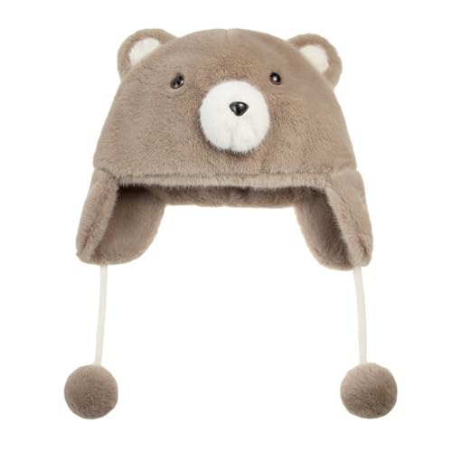 Winter Women's/Unisex Windproof Ear Flaps Winter Warm Cap, Plush Skin-Friendly Cartoon Bear/Panda Hat3