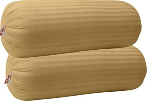 JDX Microfibre Round Bolster Bed/Sofa/Diwan Pillow | Light, Soft & Fluffy for Neck & Back Support | Washable Breathable, Durable | | [15" x 34"] Polyester… (Beige)