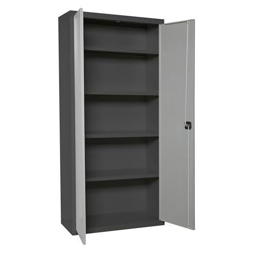 Simon Rack Amario Metálico Almacenaje, Armario Multiusos, 2 Puertas, 4 Estantes, 1800x1000x400 mm, Antracita/Gris - Simonlocker