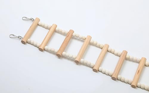 SIMENA Escada de escalada de madeira para pássaros e hamsters, brinquedos interativos de balanço e e