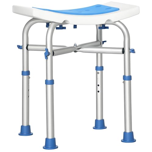 HOMCOM Tabouret de Douche Chaise de Douche siège de Douche pour Personnes âgées et handicapées - Assise rembourré et réglable, Patins à ventouses...