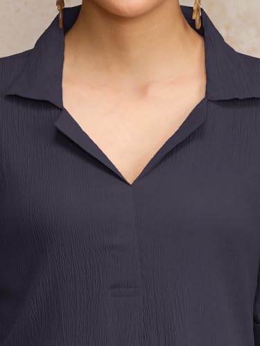 Image of Varanga Women Beige A -line Calf Length Dress Featuring Classic Shirt Collar and Short Sleeves which offering Comfort and Ease