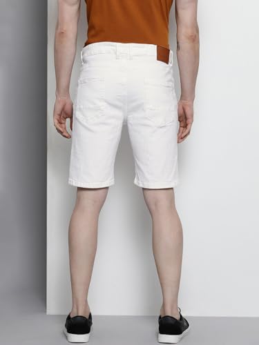 Image of The Indian Garage Co Men Slim Fit Solid Mid-Rise Denim Shorts
