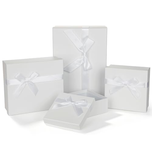 GnFlus White Gift Boxes with Lids Rectangular For Arrangements Flowers