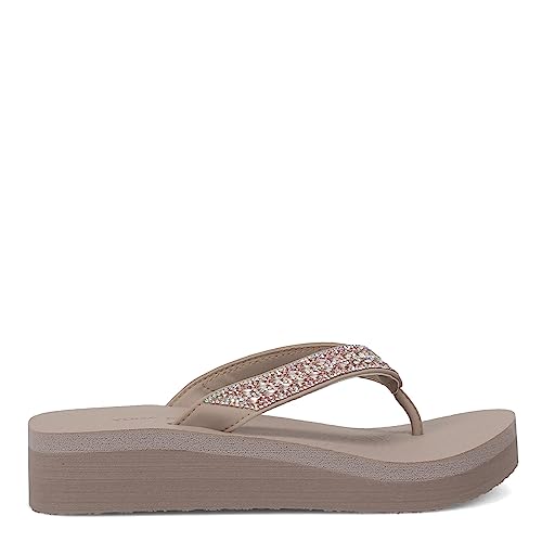 Skechers Cali Women's womens Vinyasa - Glory Day Flip Flop, Taupe, 7 US