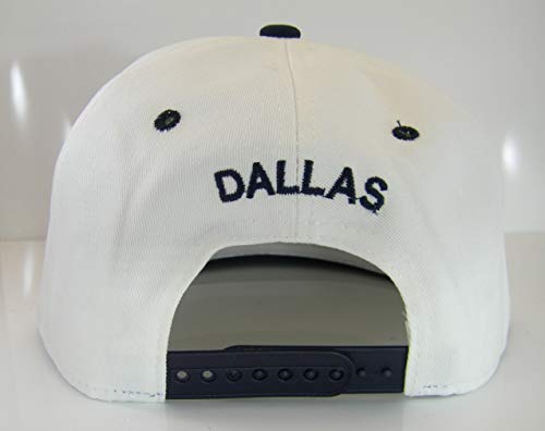 Dallas Men's Striped Cotton Patch Style Adjustable Snapback Baseball Cap (White/Navy) #TOP2