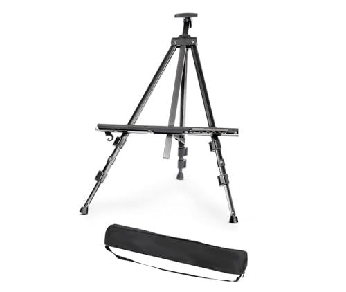 KingSaid Caballete de Pintura de Aluminio Ajustable 52-160 cm – Caballete Plegable con Bolsa, Atril Ligero para Boda, Casamento, Exposición, Carteles, Bocetos y Estudio