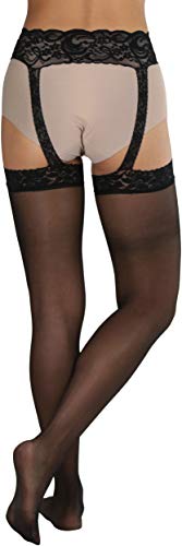 ToBeInStyle Women’s Attached Garter Belt Suspender Nylon Stocking Pantyhose2