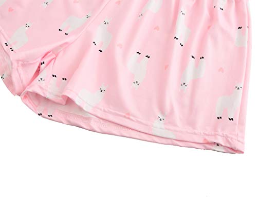 Image of YIJIU Women Short Sleeve Tee and Shorts Pajama Set Cute Alpaca Print Sleepwear