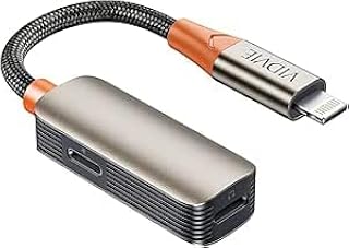 محول صوت 2 في 1 من لايتنينج ألى لايتنينج مزدوج بشحن 12 وات وتصميم من خليط معدني من الألومنيوم وسلك مضفر ومتوافق مع آيفون والتابلت من في فولت