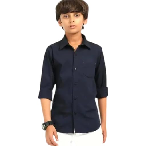 Cotton Full Sleeves Checkered Shirt for Boys Regular Fit Dark Blue-image-15