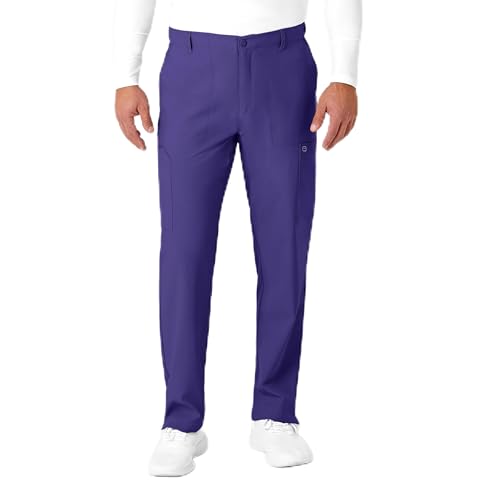 Wink W123 Men's Flat Front Cargo Scrub Pant, Grape, L