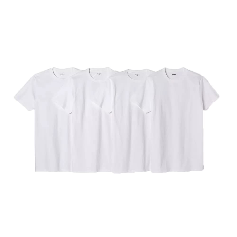 Goodfellow & Co Men's Short Sleeve 4pk Crew T-Shirt -, White, XL