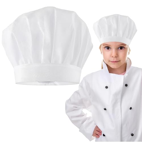 Gorro de Chef para niños, Gorro de Chef Ajustable para niñas y niños, Gorro de Chef Blanco, Gorro de Chef para Cocina para niños, para cocinar, Hornear, Fiestas, Escuela, hogar