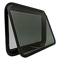 PSUFURV RV Window 30" W x 22" H, Black Tempered Glass, Passenger Side, Fits RVs, Trailers, Pickup Trucks, Vans