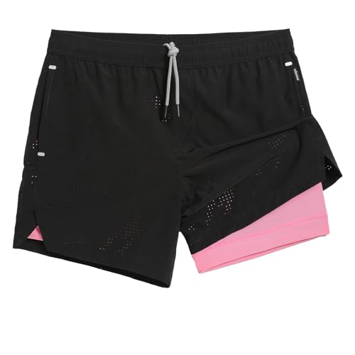 maamgic Mens Running Shorts with Compression Liner 5' Quick Dry Workout Shorts Anti-Chafe Gym Shorts...