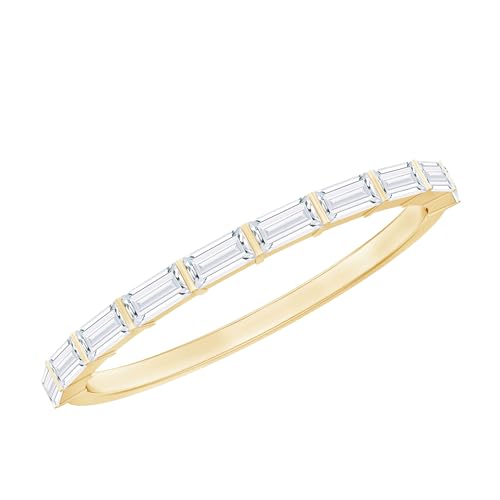 Certified Baguette Moissanite Half Eternity Ring, D-Vs1 Quality Moissanite Stackable Band (Ready to Gift)