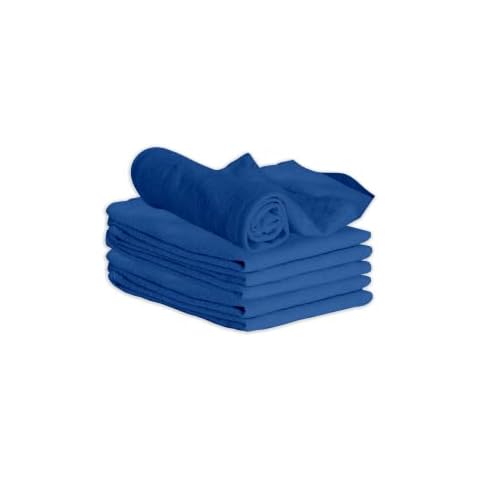 GREEN LIFESTYLE 5 Pack 12x14 Blue Shop Towel 100% Cotton, Super Absorbent and Durable for Car, Reusable Cover