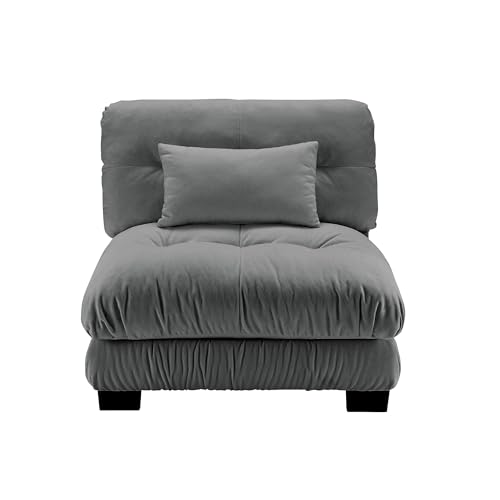 Image of SoarFlash Velvet Sectional Middle Position Sofa, Grey
