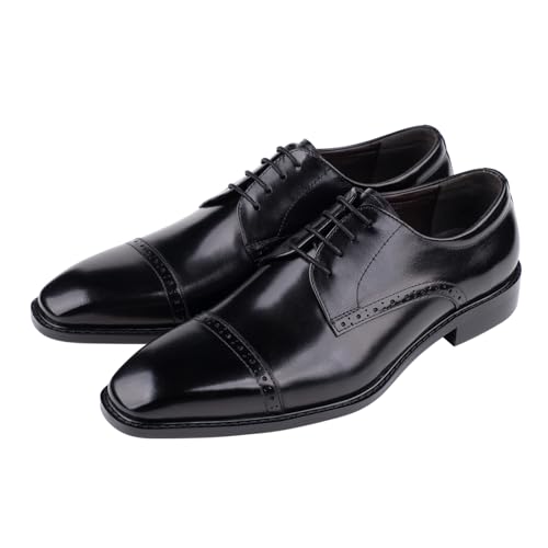 GZOJSS Men's Oxford Shoe Luxury Formal Dress Retro Shoes Casual Comfortable Genuine Leather Business Derby Lace Up Plain Toe Men Shoes Premium Series2
