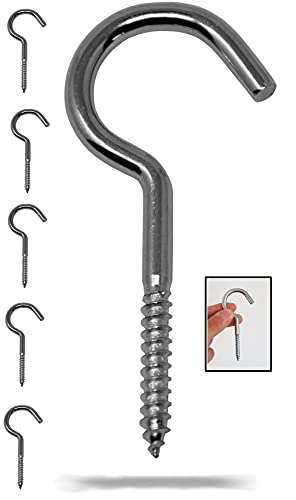 Schraubhaken | 10cm Länge | 5 Stück | massiv | Wäscheleinenhaken | Drehhaken | Decke | Wand Leuchte | Hakenschraube Ringschraube L-Haken Öse Schraube verzinkt (10cm) Cover