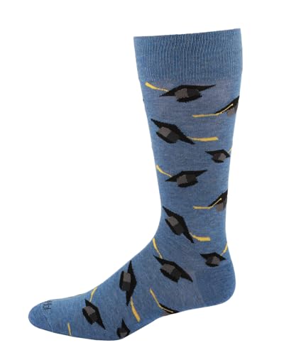 MeMoi Mens Graduation Pattern Rayon Novelty Crew Sock