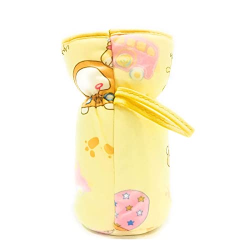 Image of Bottle Covers for Wide Neck /Broad Neck Soft Plush Stretchable Baby Feeding Bottle Cover with Strap for (250, 260, 330 ml Feeders (Multicolour) Pack of 2- Blue Yellow)
