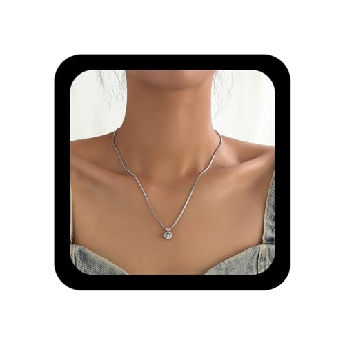 Wendalern Circonio Cúbico Solitario Collar De Gargantilla De Cristal De La Vendimia Cz Colgante Collar De Plata Delicada Caja De Cadena Halo Birthstone Collares De Joyería De Boda Para Las Mujeres