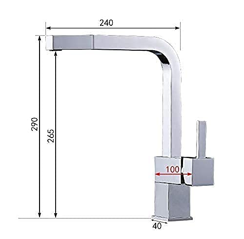 Robinet mitigeur d'évier chromé haut de gamme au design carré - 5