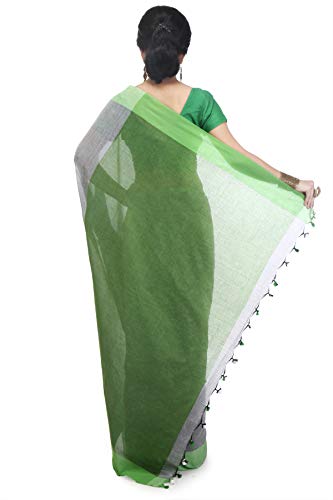 Image of BENGAL HANDLOOM Women's Pure Premium Cotton Daily Wear Pallu Saree With Blouse Piece