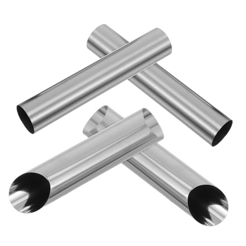 GRIRIW 4pcs Large Stainless Steel Cannoli Tubes Non-stick Baking Molds for Croissant Horn Shapes Versatile Pastry Tools for Home Kitchens for Soft and Fluffy Breads