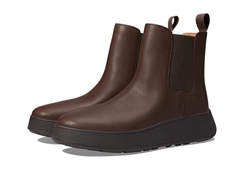 Image of FitFlop Flatform Chelsea FH4-167 Ladies Chocolate Leather Pull On Ankle Boots