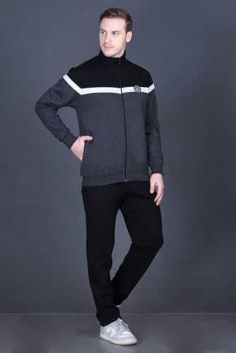 Image of GODFREY Zipper Track Suit For Man Winter Wear High Neck Cotton Tracksuit- Co ords For Men Regular Fit