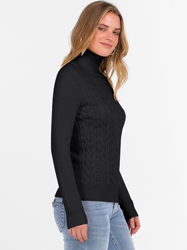 ANRABESS Womens Turtleneck Cable Knit Sweaters Long Sleeve Fitted Business Casual Pullover Top 2025 Fall Outfits4